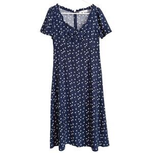 Loft Floral Babydoll Midi Dress Cottage Prairie Feminine Ditsy Floral Romantic